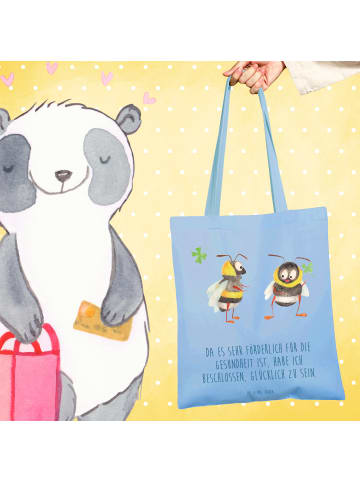 Mr. & Mrs. Panda Tragetasche Hummeln Kleeblatt mit Spruch in Sky Blue