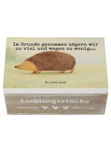 Mr. & Mrs. Panda Holzkiste Igel Herzen Design mit Spruch in Weiß