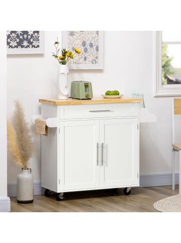 HOMCOM Küchenwagen-109L x 40B x 89H cm-Weiß