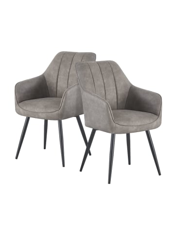 DUBI Möbel 2er-Set: Drehstuhl THOMAS-AMIE in Wildleder-Grau - (B)57 x (H)85 x  (T)62 cm