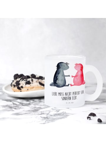 Mr. & Mrs. Panda Teetasse Axolotl Liebe mit Spruch in Transparent