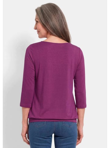 GOLDNER Chiffon-Shirt mit 3/4-Arm, Rundhals in beere