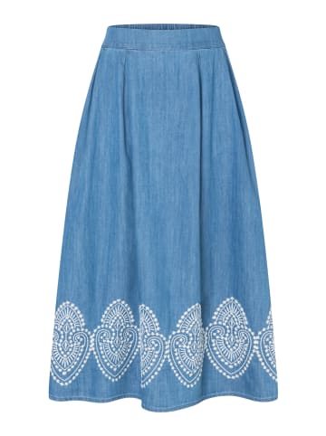 More & More softer Midi-Jeansrock, bestickt in denim