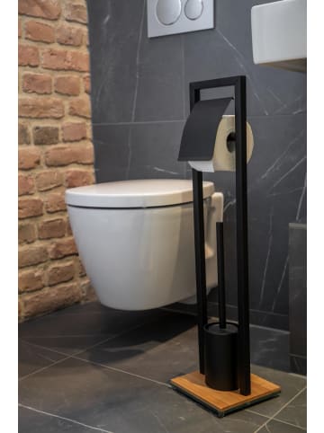 Wenko Toilettenpapierständer mit WC-Bürste in Schwarz, (B) 18 x (H) 72,5 x (L) 18 cm