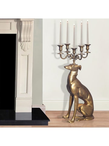KADIMA DESIGN Kerzenhalter Windhund Aluminium 69 cm 5-armiger Kerzenleuchter,