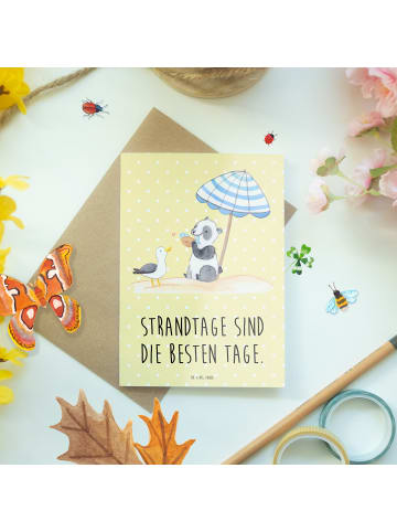 Mr. & Mrs. Panda Grußkarte Sommer Strandtage mit Spruch in Gelb Pastell