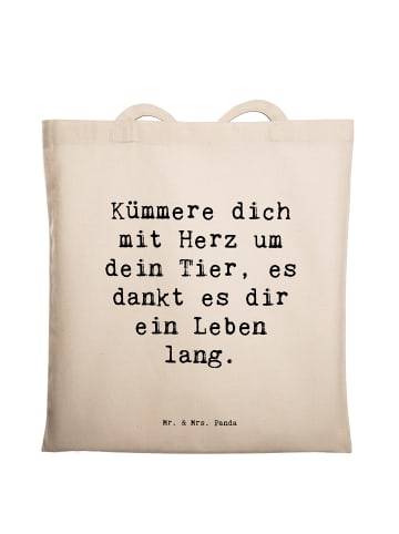 Mr. & Mrs. Panda Jutebeutel Spruch Haustiere pflegen mit Spruch in Creme