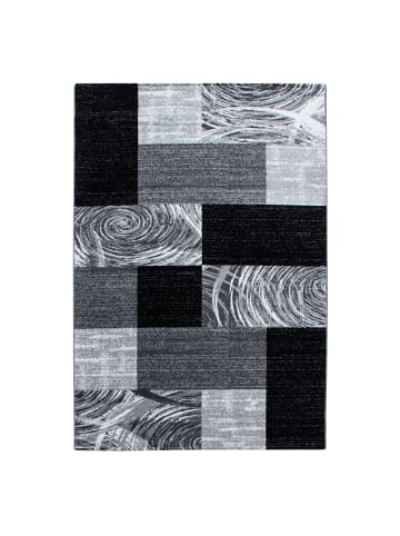 KADIMA DESIGN Teppich Kurzflor Waschbar Abstrakt-Karo DRAU Strapazierfähig in Schwarz