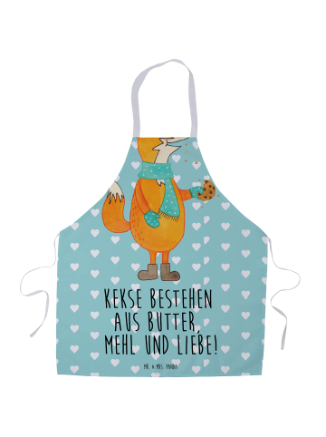 Mr. & Mrs. Panda Schürze Fuchs Keks mit Spruch in Türkis Pastell