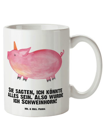 Mr. & Mrs. Panda Keramiktasse Einhorn Schwein mit Spruch in Weiß