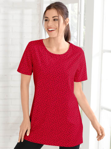 Sieh an! Longshirt in rot-schwarz-bedruckt