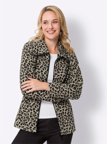 Sieh an! Fleecejacke in sand-schwarz-bedruckt