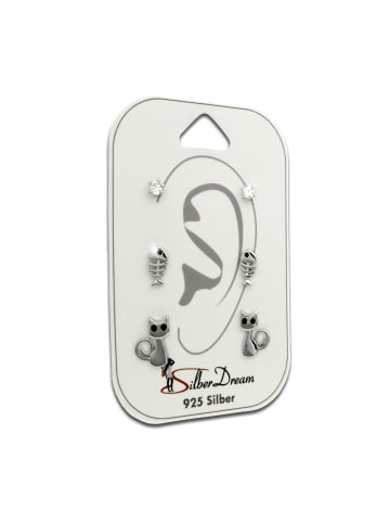 SilberDream Ohrringe Silber 925 Sterling Silber Zirkonia, Fischgräte, Katze Ohrstecker