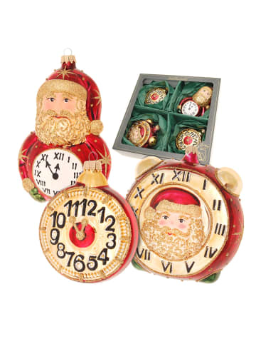 Krebs Glas Lauscha 4er-Set: Baumschmuck-Glasornament in Gold / Rot