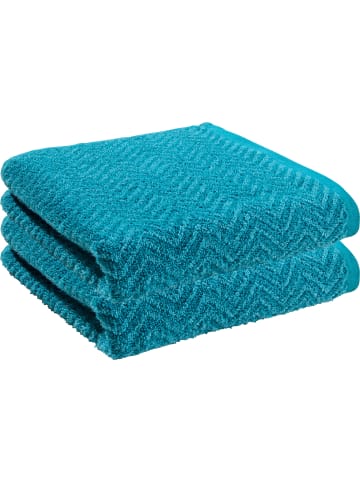 REDBEST Frottier, Jacquard Duschtuch 2er-Pack Palmdale in petrol
