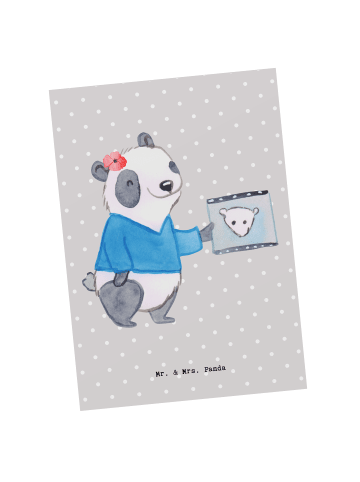 Mr. & Mrs. Panda Postkarte Radiologie Assistentin Herz ohne Spruch in Grau Pastell