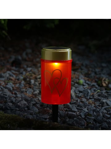 MARELIDA LED Solar Grablicht Grabkerze Herz mit Lichtsensor H: 12cm in weiß