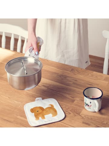 Mr. & Mrs. Panda 2er Set Topflappen  Hund Flauschig ohne Spruch in Weiß