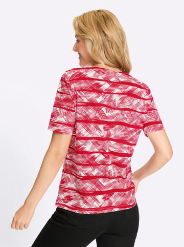 Sieh an! Kurzarmshirt in rot-ecru-bedruckt