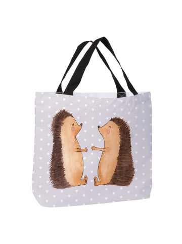 Mr. & Mrs. Panda Strandtasche Igel Liebe ohne Spruch in Grau Pastell