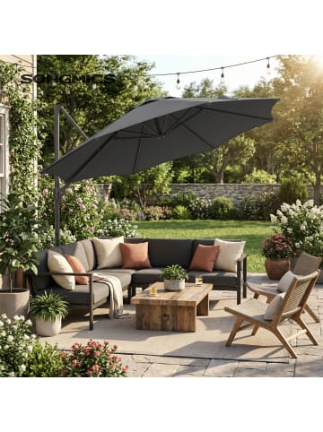 SONGMICS Sonnenschirm Sheld in Dunkelgrau - (D)300 x (H)235 cm