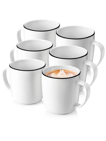 Sänger Kaffeebecher Marlo Black Rim - 6 teilig aus Porzellan
