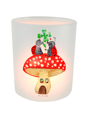 Mr. & Mrs. Panda Windlicht Marienkäfer Fliegenpilz ohne Spruch in Transparent