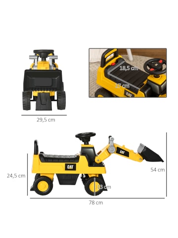 HOMCOM Sitzbagger in Gelb 78L x 29,5B x 54H cm