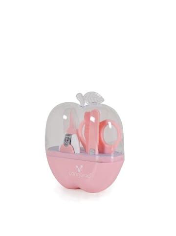 Cangaroo Maniküre-Set Apfel in rosa Nagelschere, Nagelknipser, Nagelfeile, Pinzetten, Reiseetui, ab Geburt