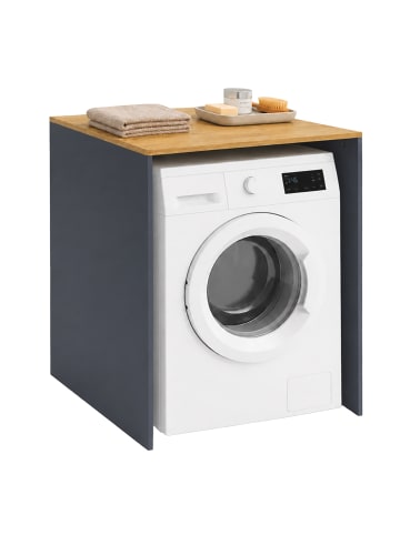 relaxdays Waschmaschinenschrank in Anthrazit/ Natur - (B)68 x (H)88 x (T)60 cm