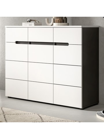 Inn.Furn Schuhkommode weiß, grau, Flurkommode 120 x 94 cm mit Soft-Close