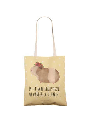 Mr. & Mrs. Panda Tote Bag Meerschweinchen Weisheit mit Spruch in Gelb Pastell