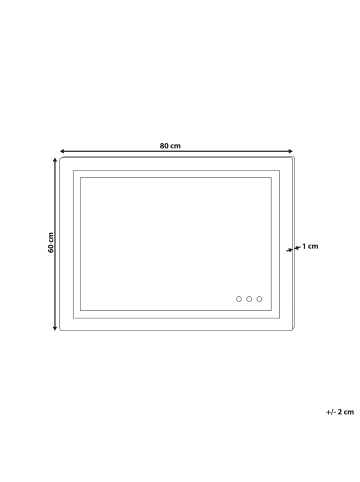 Beliani Badezimmerspiegel PRENOIS in Silber - (W) 80 x (H) 60 x (L) 4 cm Horizontal