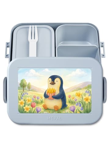 Mr. & Mrs. Panda Bentobox Pinguin Frühling Pommes Design ohne Sp... in Blau Pastell