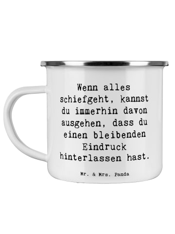 Mr. & Mrs. Panda Camping Emaille Tasse Spruch Trost und Eindruck... in Weiß