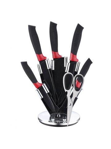 Cheffinger 7-teiliges Küchenmesser-Set für Hobbyköche All-in-One in Schwarz/Rot