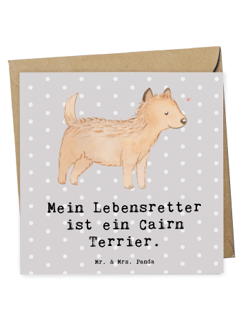 Mr. & Mrs. Panda Deluxe Karte Cairn Terrier Lebensretter mit Spruch in Grau Pastell