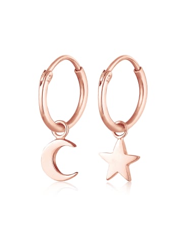 Elli Ohrringe 925 Sterling Silber Halbmond, Astro, Sterne, Stern in Rosegold