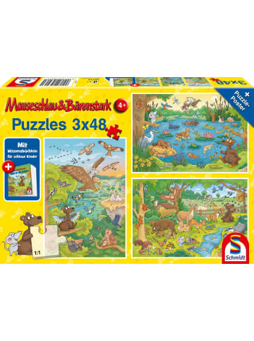 Schmidt Spiele Reise in die Natur, 3x48 Teile, mit Add-on (Wissensbüchlein) | Kinderpuzzle...