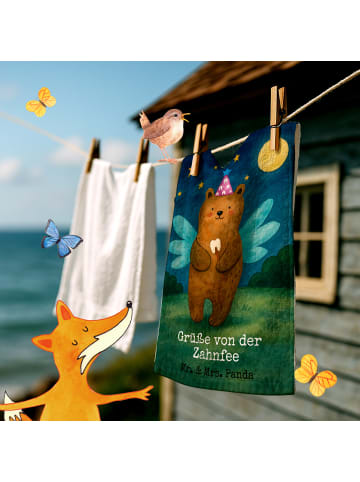 Mr. & Mrs. Panda Handtuch Bär Zahnfee Design mit Spruch in Weiß