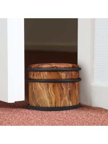 relaxdays 2x Türstopper in Holzoptik - ∅ 9,5 cm