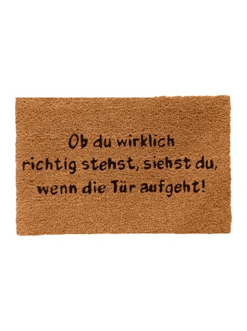 relaxdays Fußmatte "Ob du wirklich richtig stehst..." in Natur/ Schwarz - 60 x 40 cm