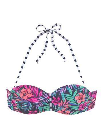 Venice Beach Bandeau-Bikini-Top in marine-bedruckt