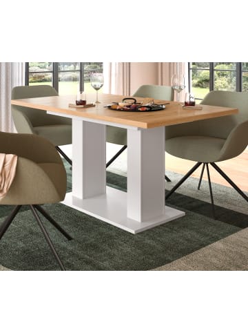 Inn.Furn Esstisch weiß, Eiche Artisan, Küchentisch ausziehbar 150 - 190 cm