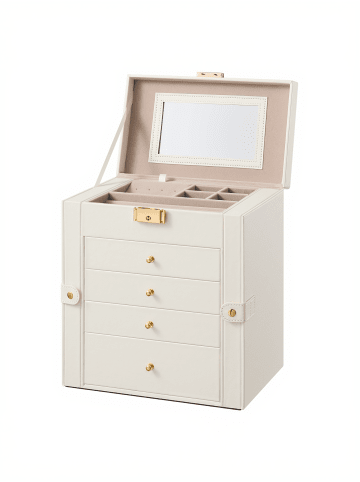 SONGMICS Schmuckkasten Bridie in Weiß - (B)26.2 x (H)28 x (T)15 cm