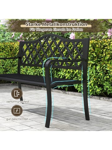 COSTWAY Gartenbank Metall 2 Sitzer 128x54x89cm in Schwarz