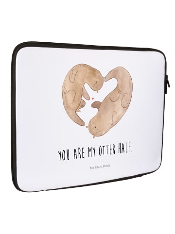 Mr. & Mrs. Panda Notebook Tasche Otter Herz mit Spruch in Weiß