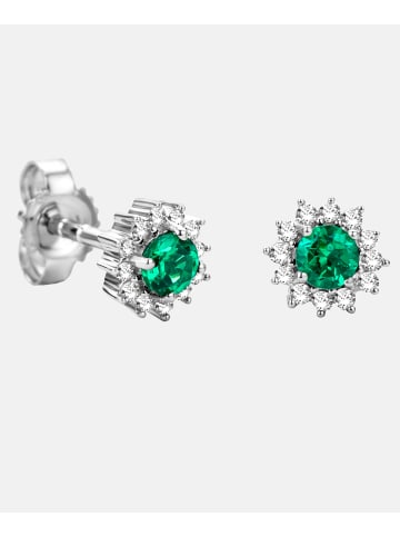 Diamant L'éternel Ohrringe aus 375 Weißgold mit Lab Grown Diamant mit Smaragd
