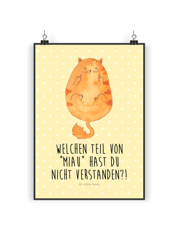 Mr. & Mrs. Panda Bild Katze Mittelfinger mit Spruch in Gelb Pastell
