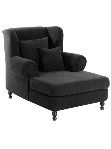 58 aufm Kessel SESSEL XXL Karley Bezug Veloursstoff Buche nussbaum dunkel / schwarz